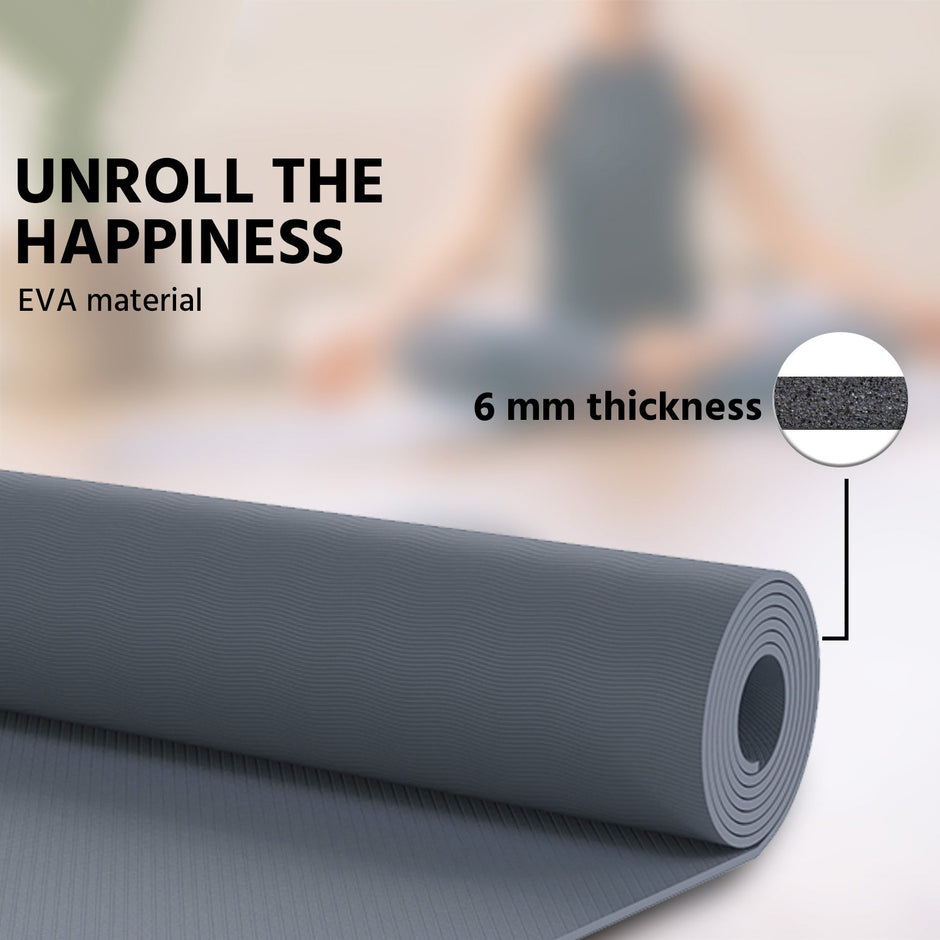 Lifelong Yoga mat for Women & Men EVA Material 6mm Grey Anti Slip for Gym Workout
