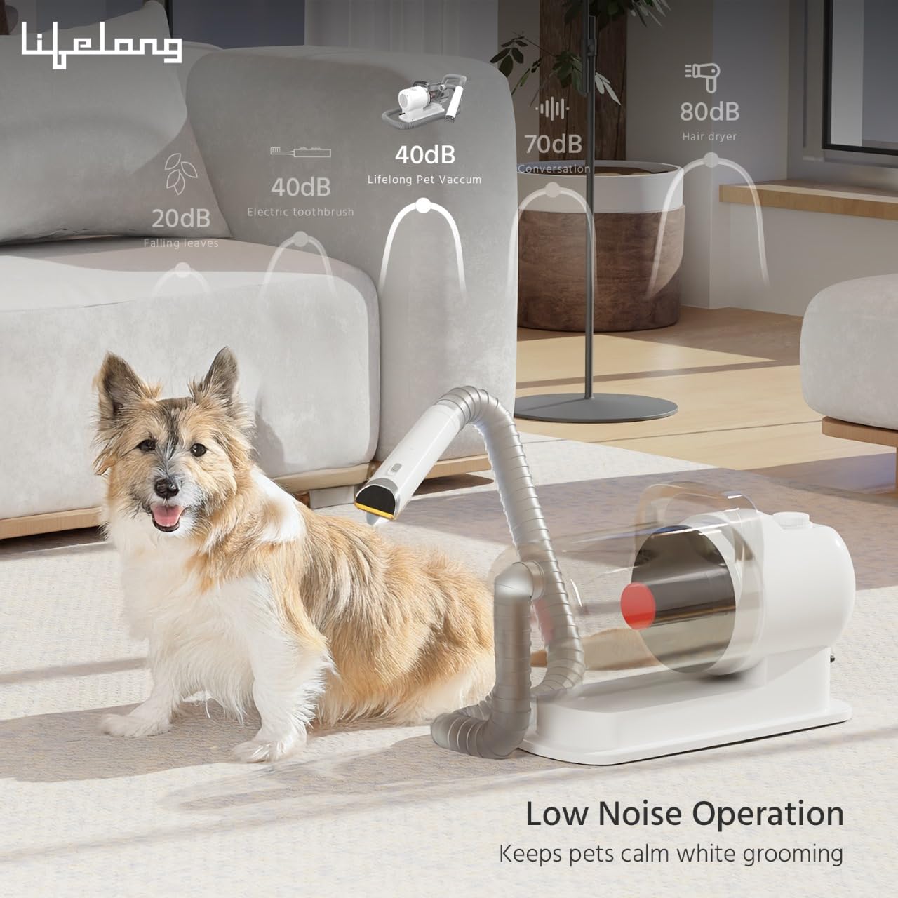 8-in-1 Pet Grooming Kit for Dogs & Cats | Powerful Pet Vacuum Cleaner, 3 Suction Modes & HEPA Filter | Keep Your Home Tidy (LLEPG09)