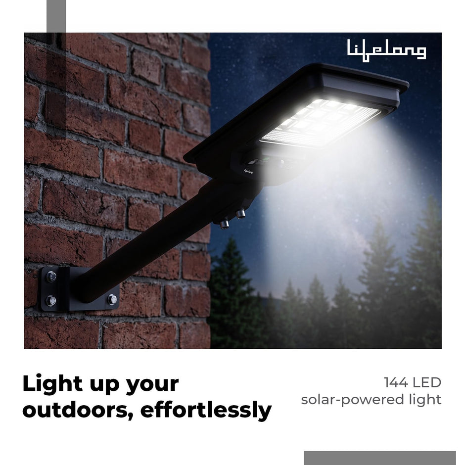 Lifelong 100 W Solar Light for Outdoor Garden | 6000 mAh Waterproof Wall Light with Remote | Street Light with 1200 Lumens | Motion Sensor | Energy Saving for Home| Ideal for Gate, Yard & Pillar