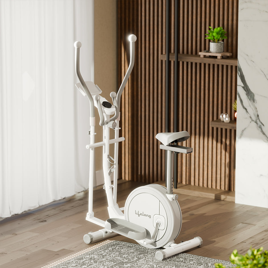 Elliptical Cross Trainer - 6 kg Flywheel, Magnetic Resistance, Touch LED Display & Tablet Holder (White)