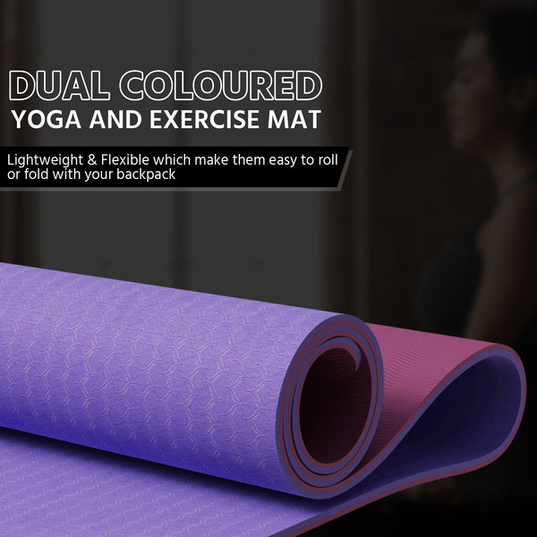 6mm Dual Colour TPE Yoga Mat with Carry Bag
