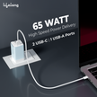 Electronics 65W GaN Fast Charger PD Technology | 1 USB A + 2 Type C Ports | iPhone 16/15/14, Android, Samsung