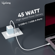 Lifelong 45W Super-Fast GaN Charger PD Technology | 1 USB A + 1 Type C Port | iPhone 17/16/15/14 (Including Pro Max), Android, Samsung | Laptops - MacBook, Dell, HP, Lenovo, Acer, ASUS
