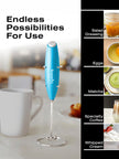 Lifelong Milk Frother for Coffee - Handheld Battery-Operated Electric Drink Mixer| with Stand |Blue