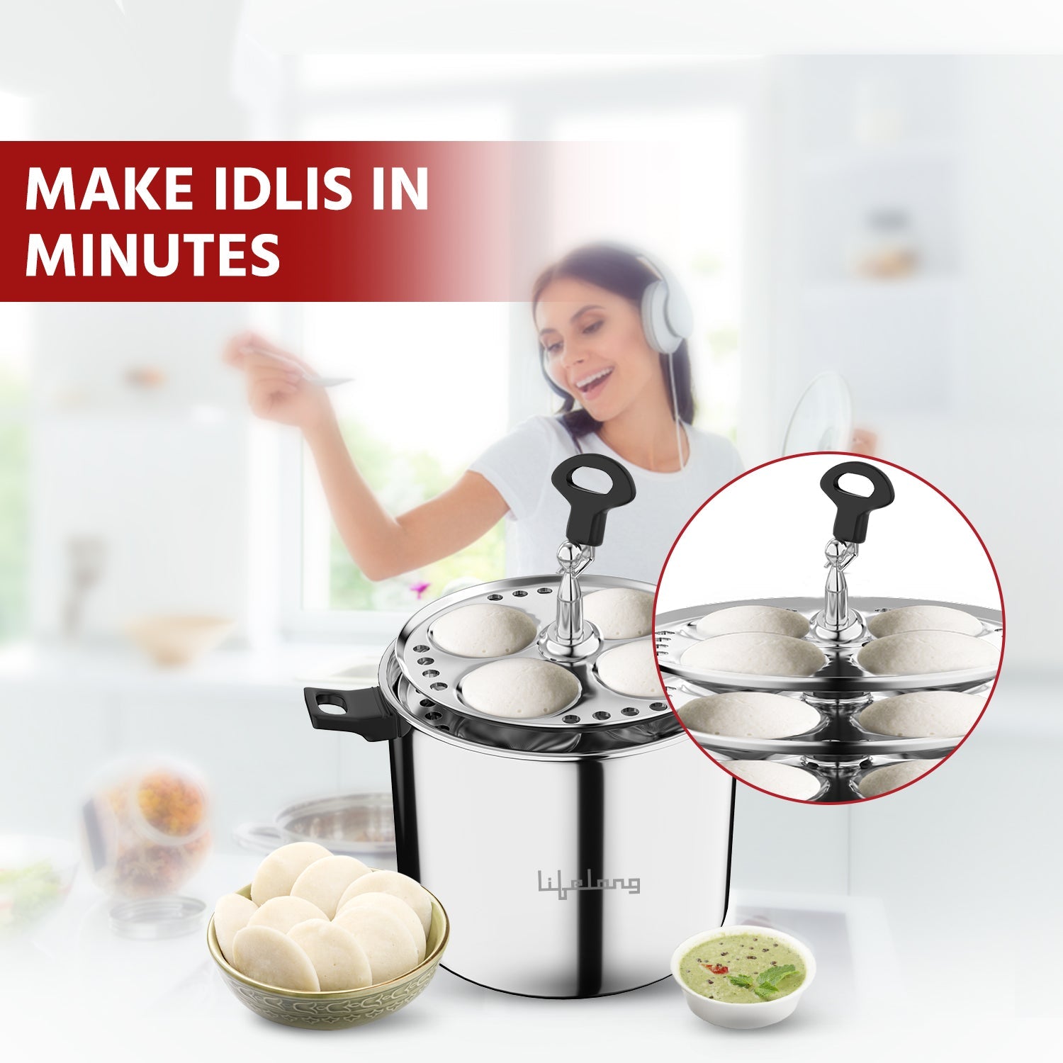 Lifelong LLIDCKR06 Idli Cooker 6 Plate