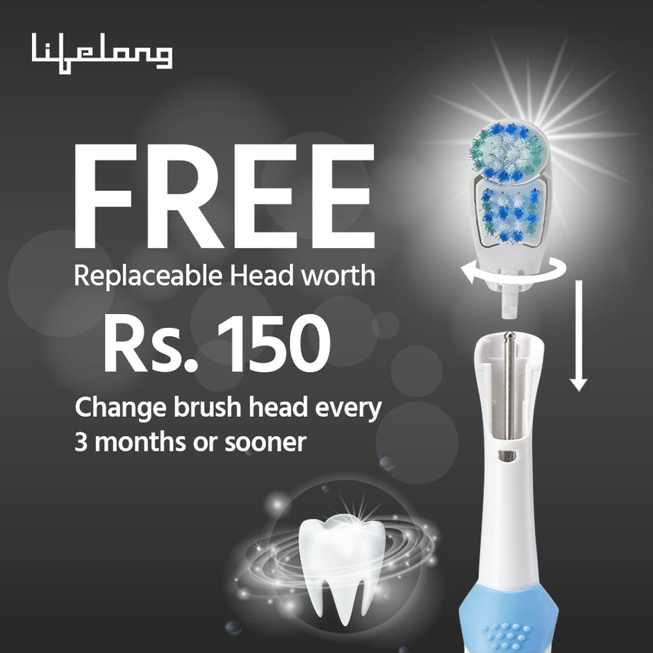 Lifelong LLDC45 Ultra Care Battery Operated Toothbrush With Replacement Head, Blue