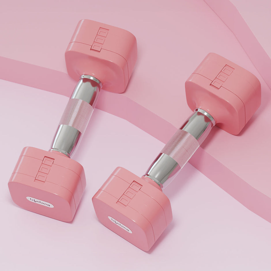 Lifelong Adjustable Dumbbells Set 2-5kg for Home Gym (Pink)