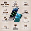 Lifelong Electronics 10000mAh MagSafe Wireless Power Bank | for iPhone, Apple AirPods & All Qi Enabled Phones | Supports Wired Fast Charging | Pocket Size Powerbank with Metal Stand, Display & Cable