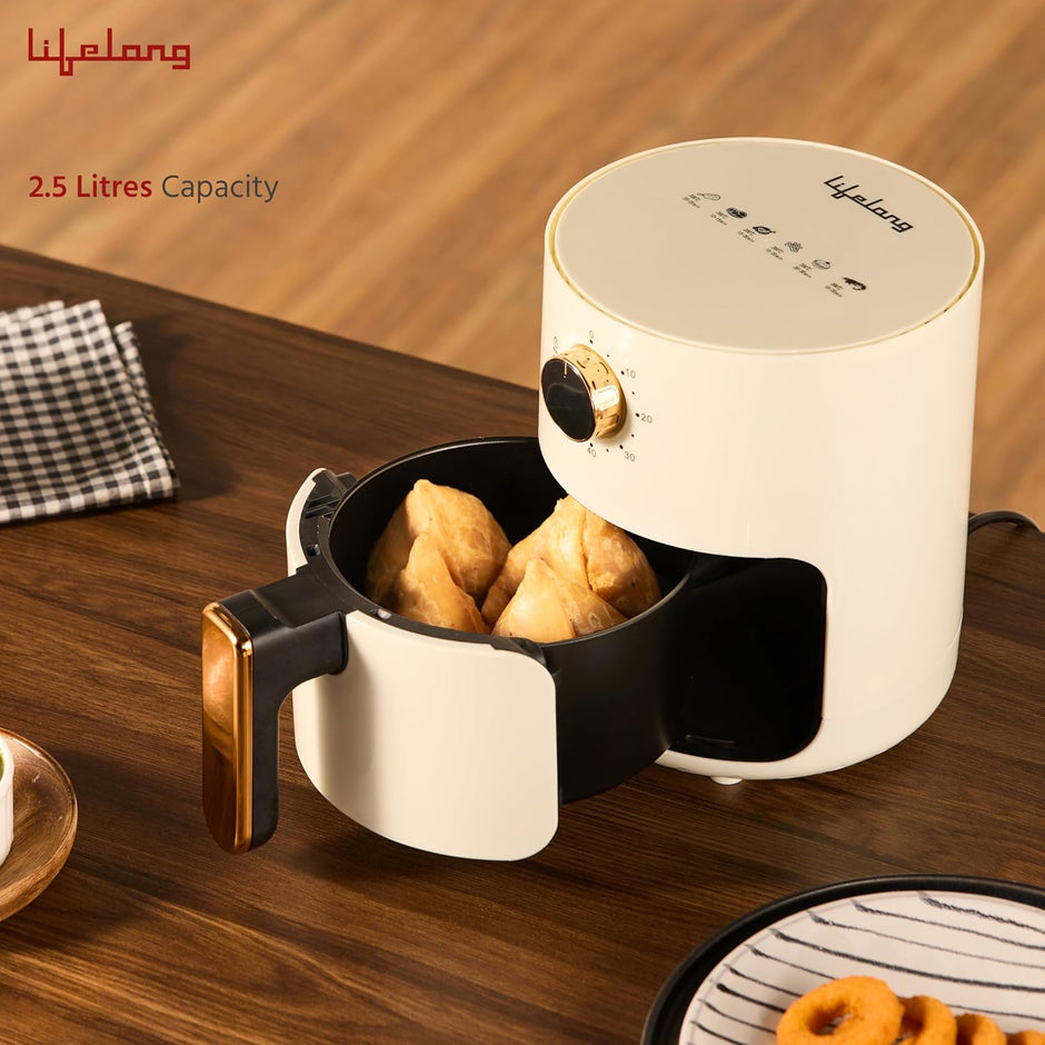 Lifelong Air Fryer | 1 Year Warranty | 800W, 2.5L, Air Fryer for Home, Electric Air-Fryer with 360° Hot Air Circulation Technology & Timer Control, Oil Free Fryer for Bake & Toast