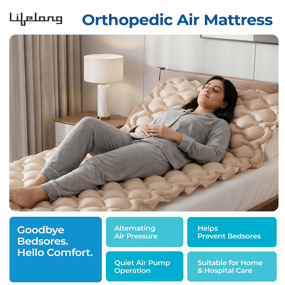 Lifelong Anti-Decubitus 100-Bubble Air Mattress with Pump | Medical Grade PVC Inflatable Air Bed for Patients| Waterproof Anti Bedsore Air Mattress | 6-Min Inflation & Deflation Cycle| Home/Hospital