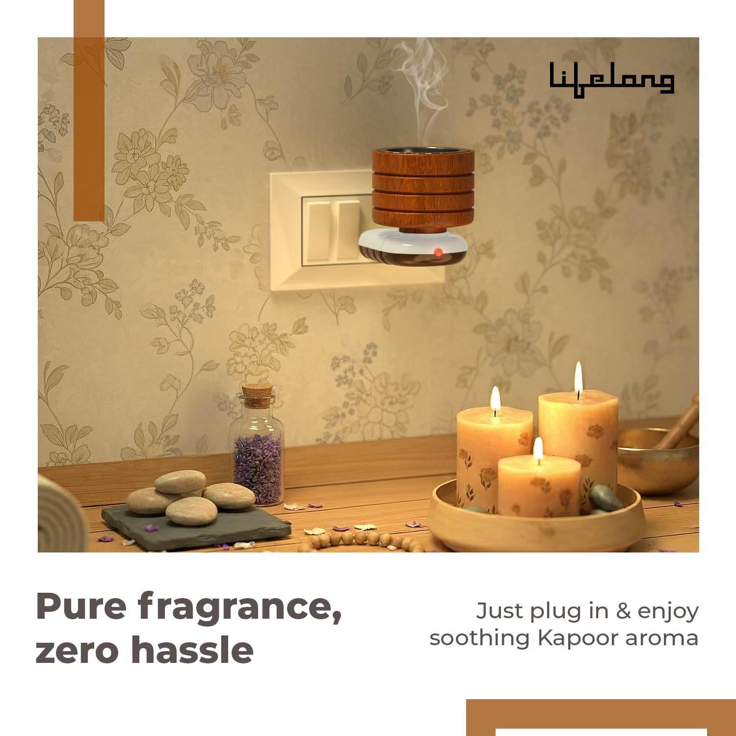 Lifelong Camphor Lamp | Electric Diffuser Burner for Home | Incense Oud Aroma | Room Freshener with Fragrance Oil & Portable Stand used as an Aromatherapy Device & as an Odour Eliminator for Relaxation