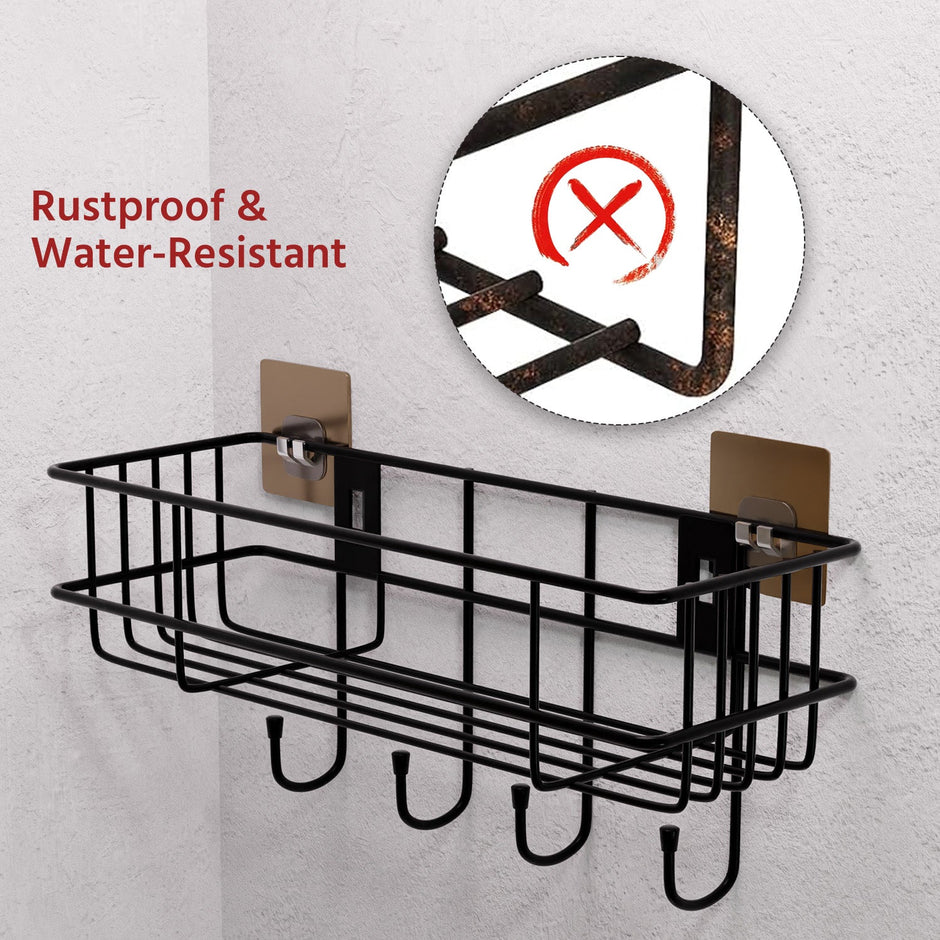 Bathroom Shelf for Storage - Strong & Sturdy Wall Mounted Washroom Rack - Single Layer Multipurpose Towel Holder