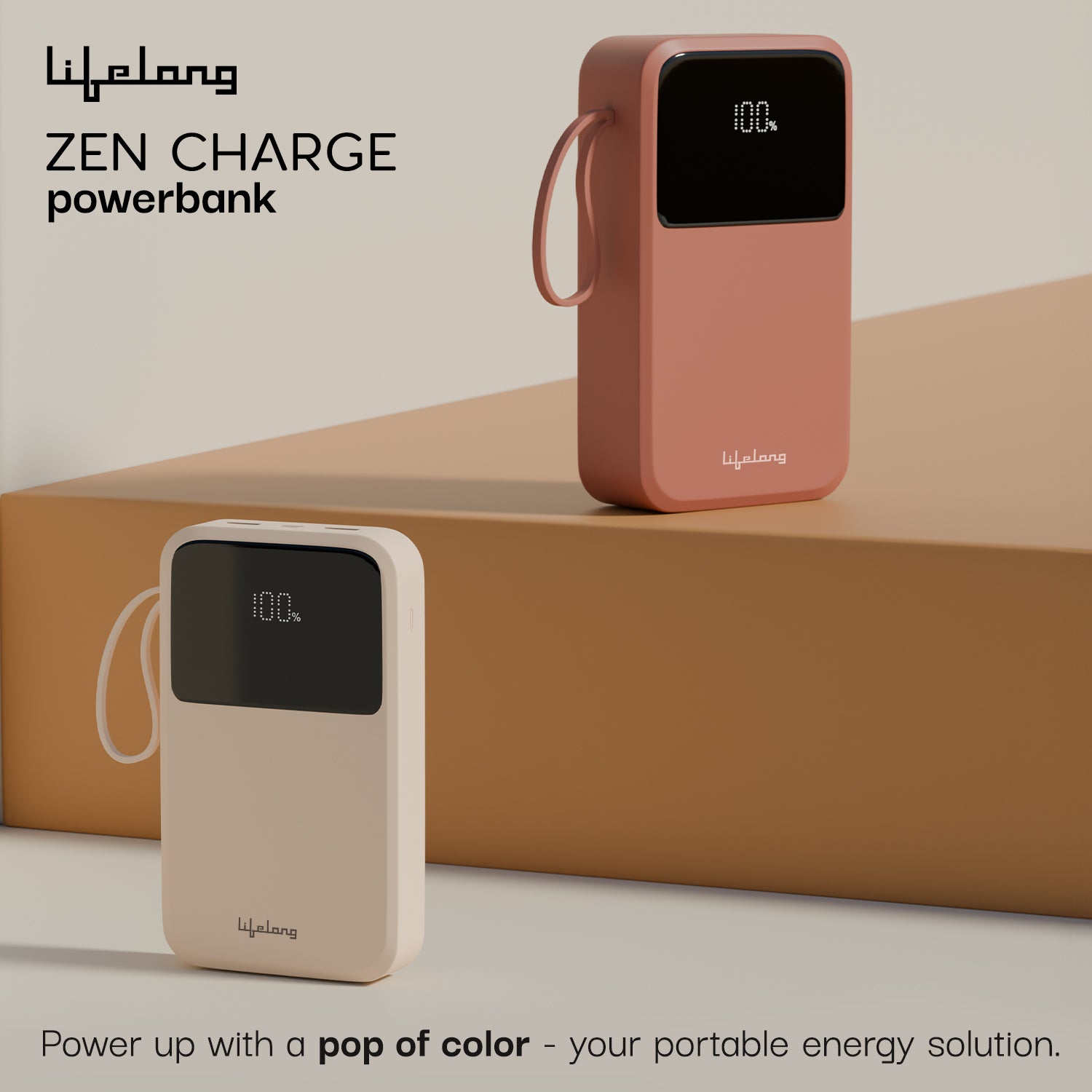 Lifelong Electronics 20000mAh 22.5W Fast Charging Power Bank | 3 Inputs (1 Built-in USB A Cable + 1 C + 1 Lightning Port) & 6 Outputs (3 Built-in Cables + 1 C + 2 A Port) | Small Pocket Size Powerbank