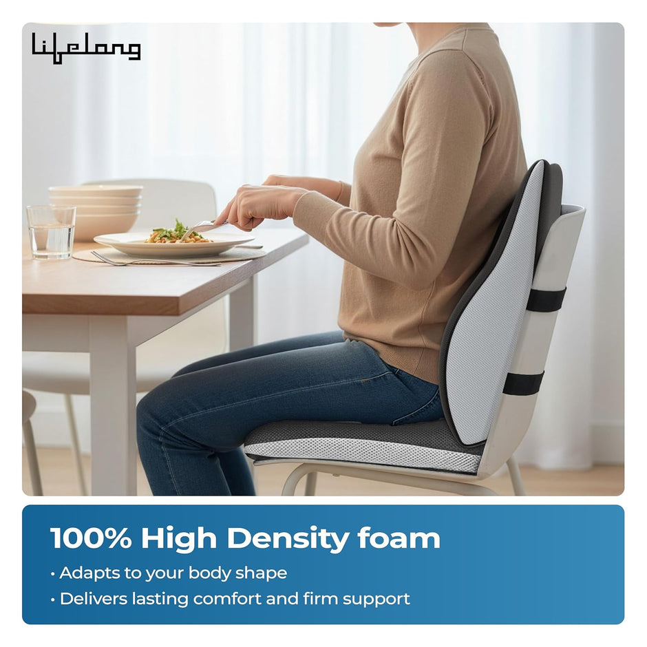Lifelong Backrest & Seat Cushion Combo for Pain Relief