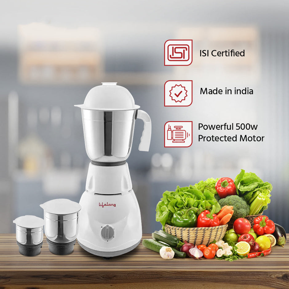 Lifelong LLMG45 Power Pro 500W Mixer Grinder with 3 Jars