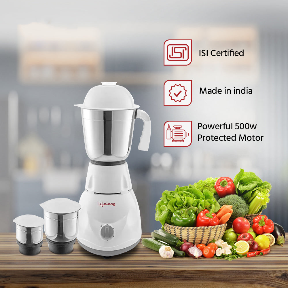 Lifelong LLMG45 Power Pro 500W Mixer Grinder with 3 Jars