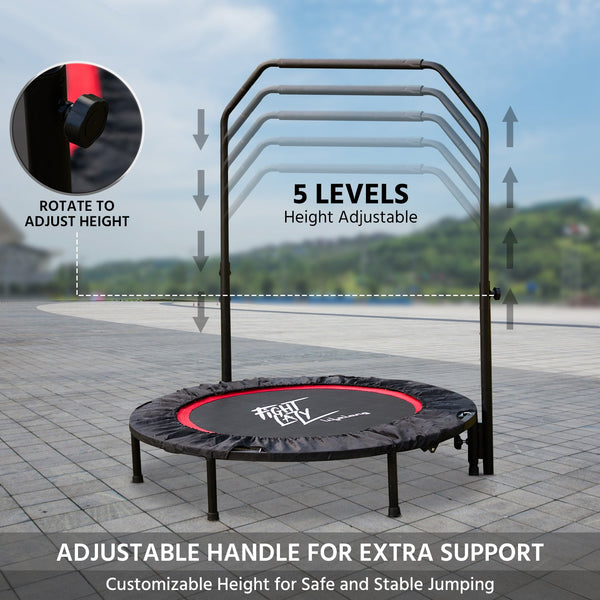 36-Inch Foldable Kids Fitness Trampoline with Adjustable Handle