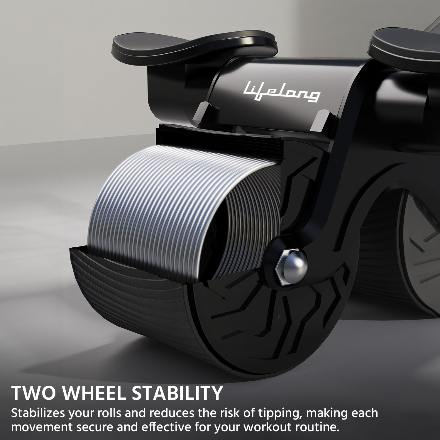 LLAR03 Automatic Rebound Abdominal Exercise Elbow Support Wheel with timer & Mobile Holder- with knee pad (Black)