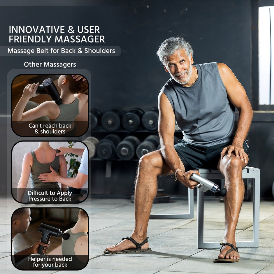 Lifelong LLGM135 Rechargeable Handheld Massage Gun With Belt