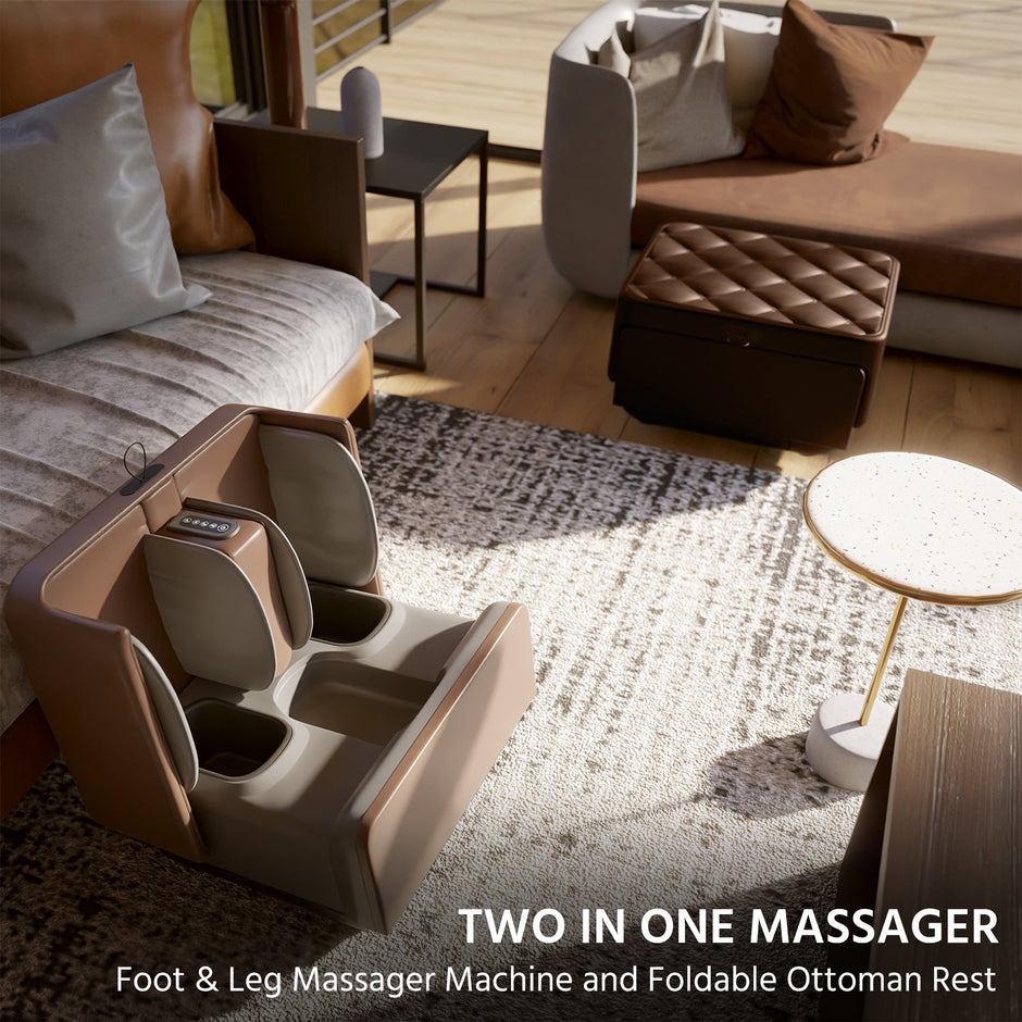 2-in-1 Foot & Leg Massager Ottoman – Shiatsu, Heat, Vibration & Air Compression