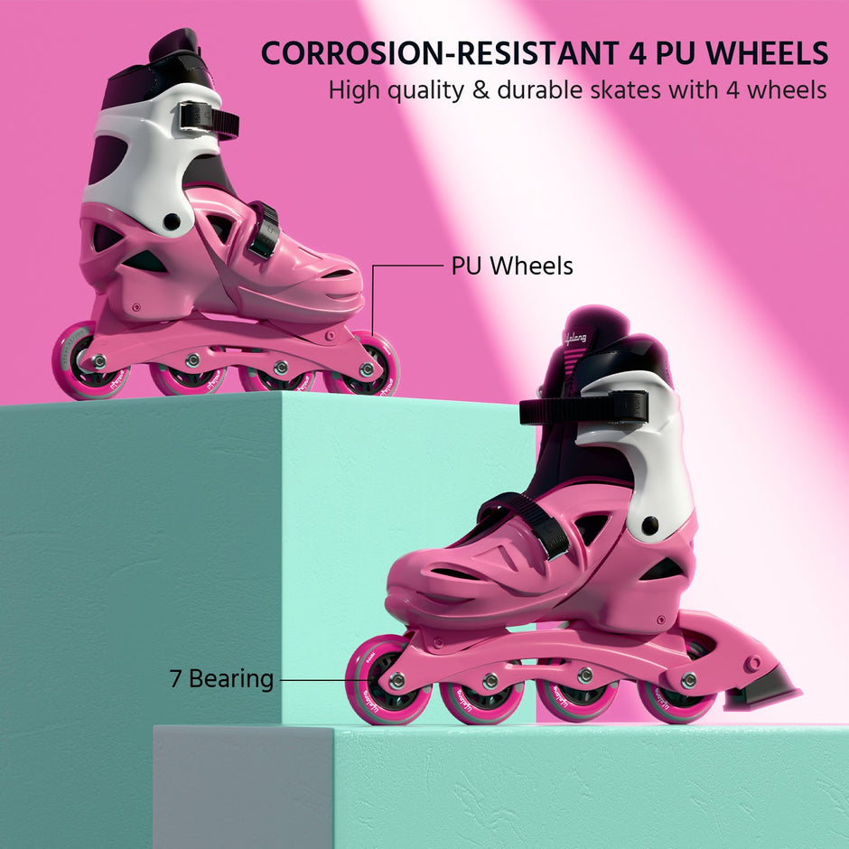 Lifelong Kids Inline Skates with Safety Gear, Adjustable Size (UK 4-7)