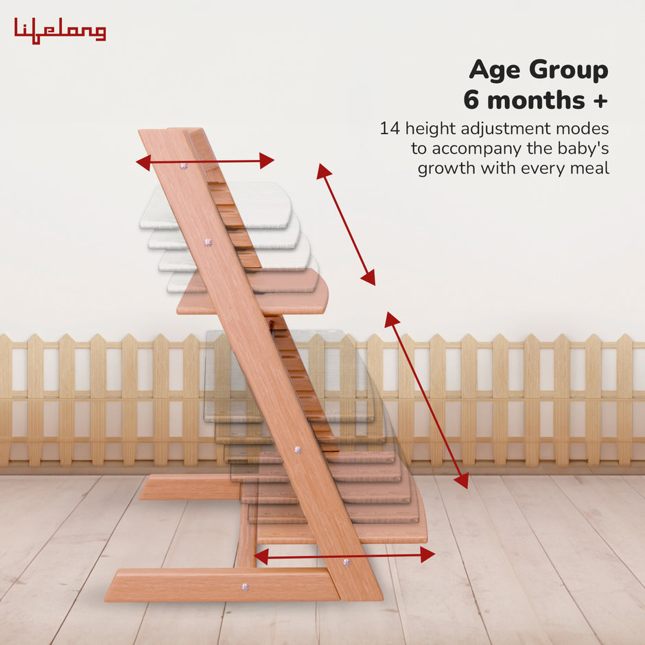 Lifelong Cuppy Wooden High Chair for Baby 6 Months - 10 Years |