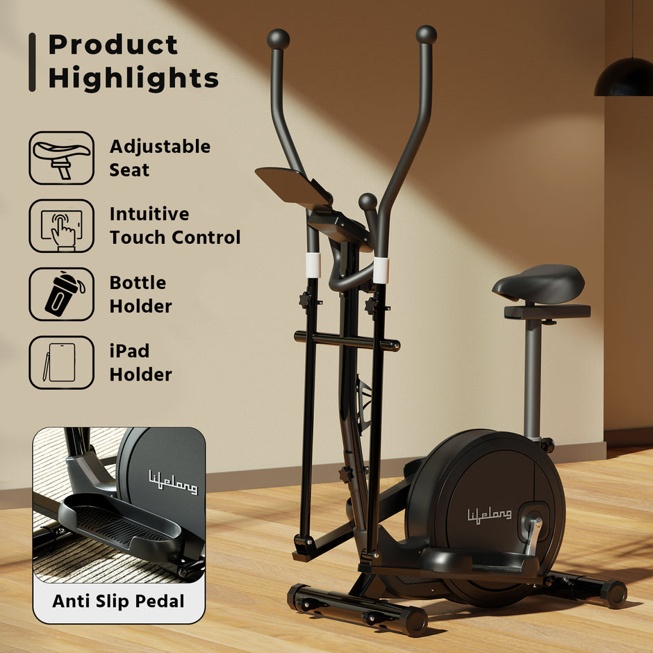 Elliptical Cross Trainer – 6 kg Flywheel, Magnetic Resistance, Touch LED Display & Tablet Holder