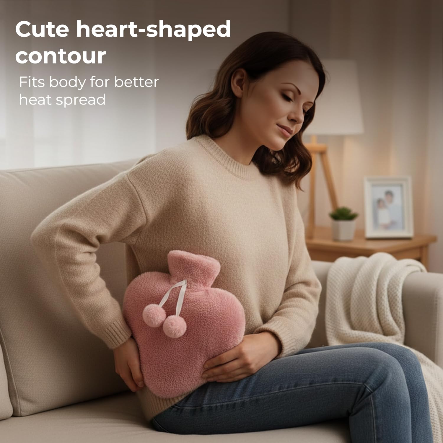 Lifelong Heart Shaped Hot Water Bottle 1000 ml with Washable Fur Cover | Hot Water Bag for Pain Relief & Period Cramps | Ideal for Hand & Belly Warmer | Comfort with Leak-Proof Design
