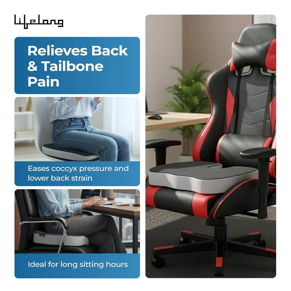 Lifelong Coccyx Cushion | Donut Pillow for Tailbone Pain | Coccyx Cushion for Tailbone Pain | Multipurpose Tailbone Pain Relief Cushion for Sitting | Coccyx Pillow Seat Cushion (LLCC12)