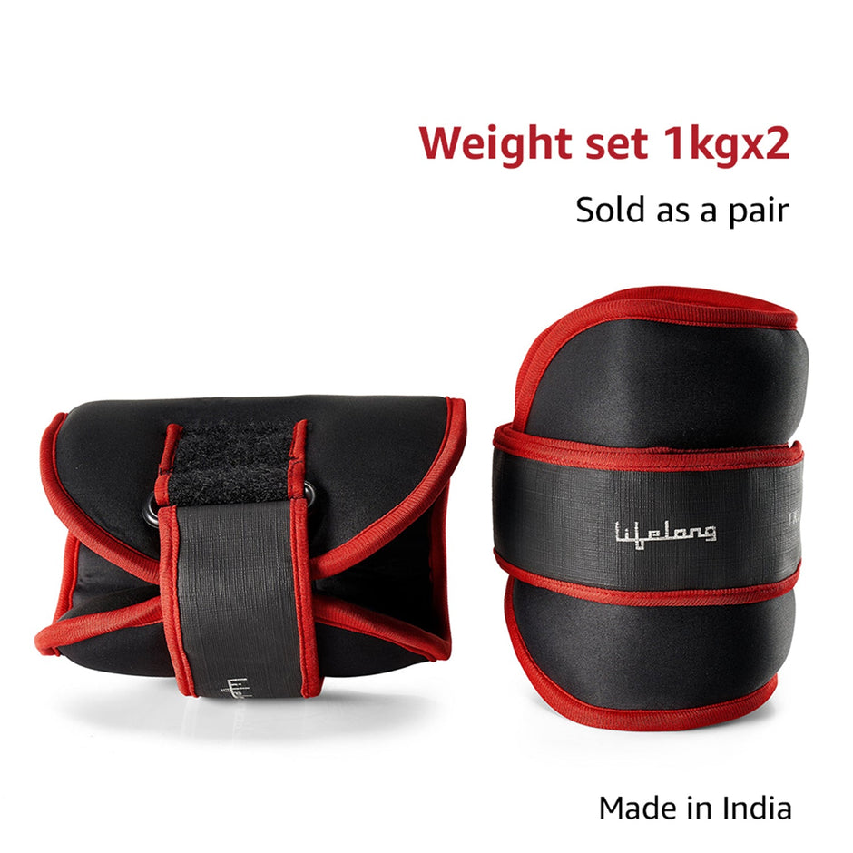 Adjustable Ankle Weight for Running, Jogging, Cycling, Sand Filled, for Both Men and Women, 1 Kg and 2 Kg (Pair)
