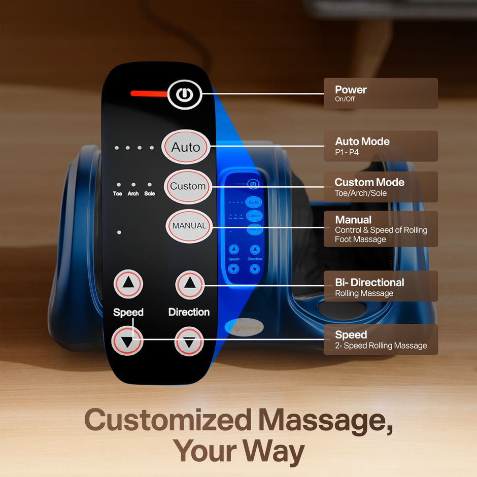 Lifelong Foot Massager for Pain Relief |Corded Electric Calf & Feet Massager for Home with Rolling, Shiatsu, Kneading & Heat |Blood Circulation, Muscle Relaxation, Deep Tissue Massager|15Min Auto Off