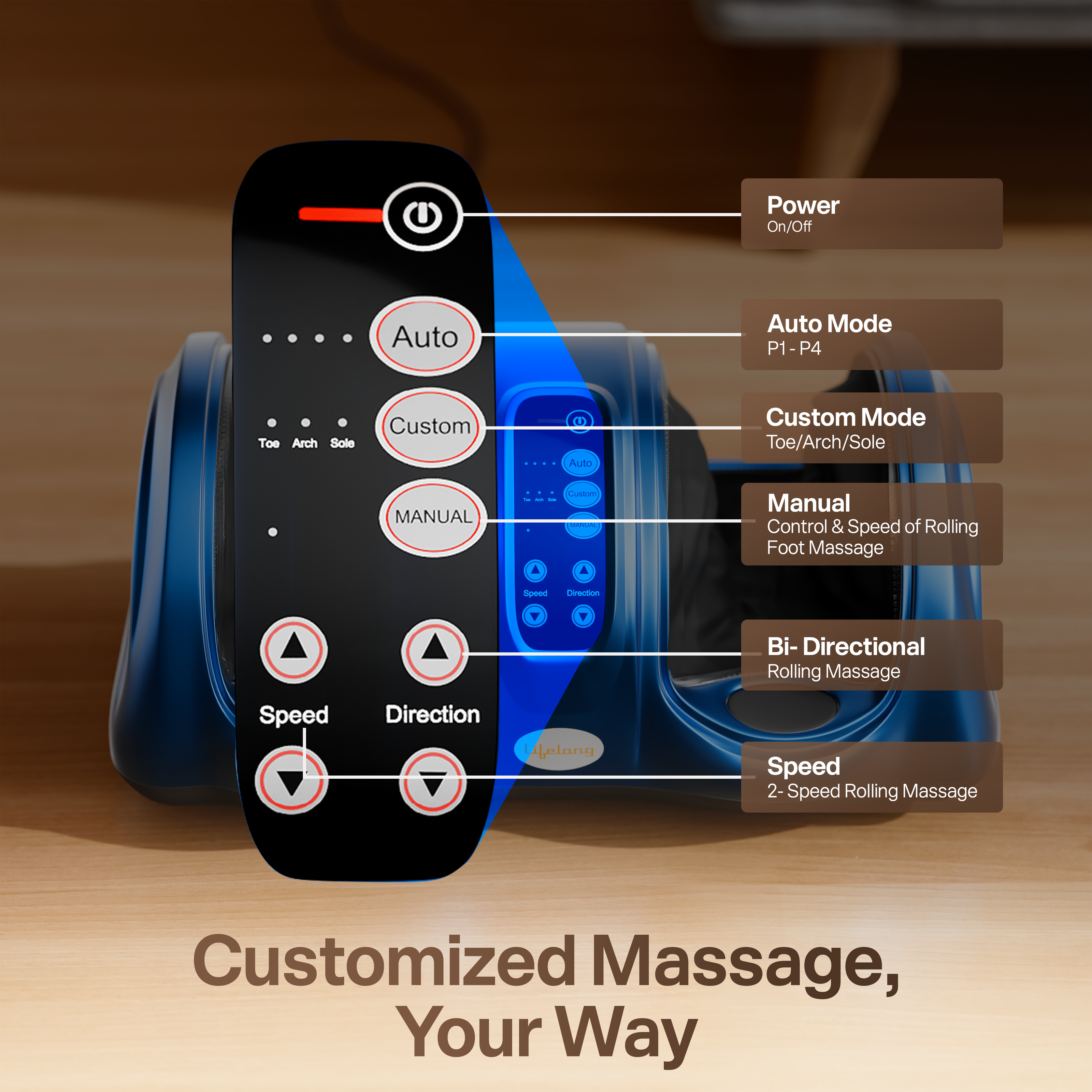 Lifelong Foot Massager for Pain Relief |Corded Electric Calf & Feet Massager for Home with Rolling, Shiatsu, Kneading & Heat |Blood Circulation, Muscle Relaxation, Deep Tissue Massager|15Min Auto Off