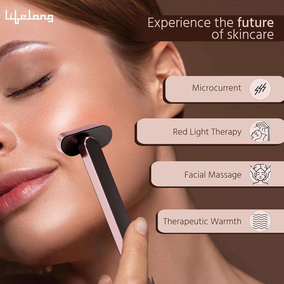 Lifelong Red Light Wrinkle Remover - EMS Microcurrent, LED Rejuvenation Therapy, Temperature Control - Anti-Aging Wrinkle Remover Device for Firm Skin and Enhanced Serum Absorption