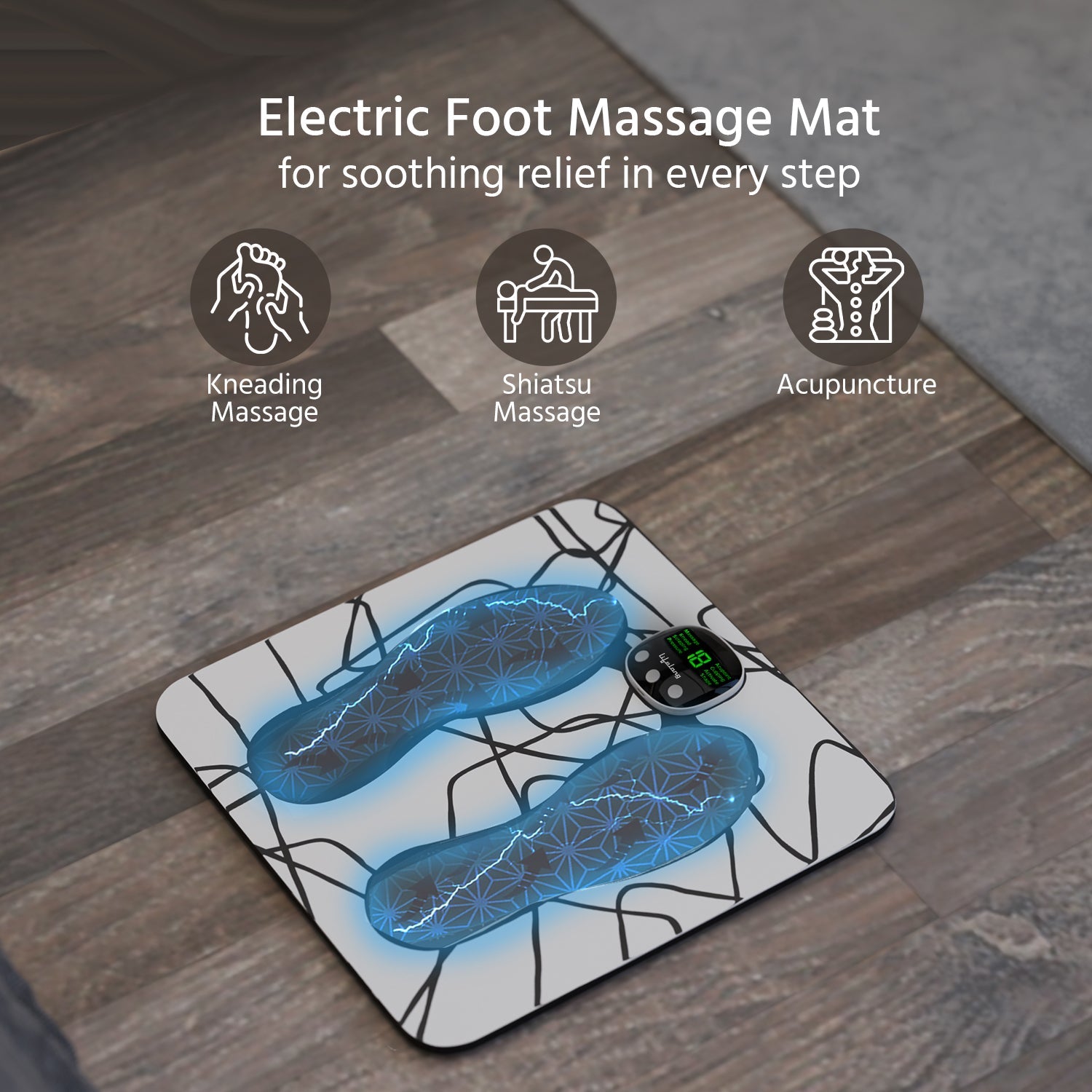 EMS Foot Massager with Remote Control-White & Black