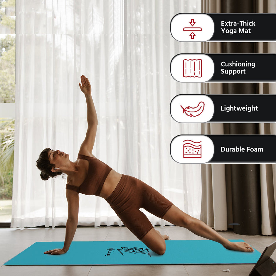 Lifelong Yoga mat for Women & Men EVA Material 10mm Sea Blue Anti Slip for Gym Workout