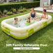 10FT Inflatable Family Swimming Pool-Heavy-Duty PVC, Quick Inflation, Leak-Proof Design, Spacious for Kids, Adults & Pets, Outdoor Backyard Summer Fun