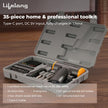 Lifelong Rechargeable Screwdriver Tool Kit Set with Drill Bits for Home Use - 35 Pcs | 4.0 V & 250 RPM |Cordless Portable Tool Box with LED Worklight, Long & Extendable Bits for Hard to Reach Place