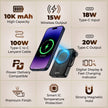 Lifelong Electronics 10000mAh MagSafe Wireless Power Bank | Powerbank for iPhone & Apple AirPods | Works as Mobile Phone Stand | Supports Wired Fast Charging | Has Metal Stand, Battery Display & Cable