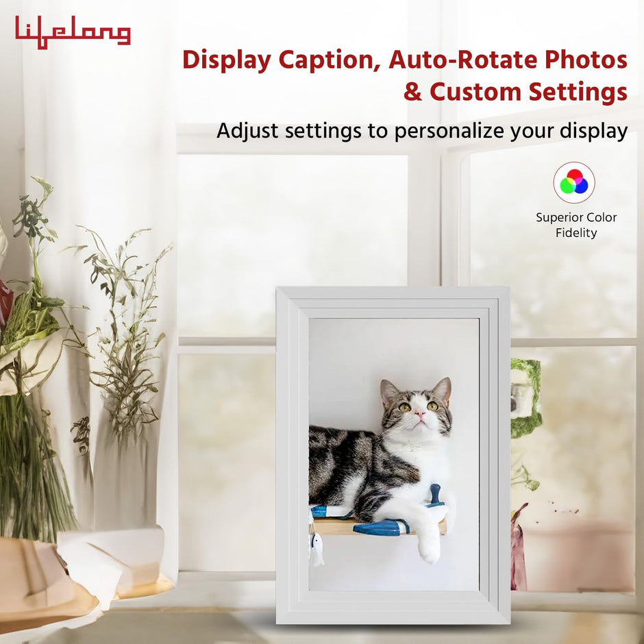 Electronics 10.1 Inch (25.65 CM) Digital Photo Frame with Slideshow, Video & Sound| Share Files with Frameo App,White
