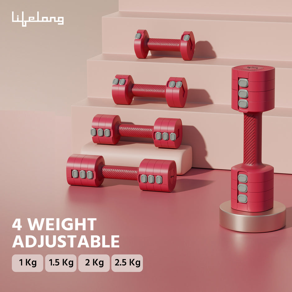 Adjustable Dumbbells Set for Home Gym | 2.5kg Quick Change Weights with Anti-Slip Stainless Steel Handles