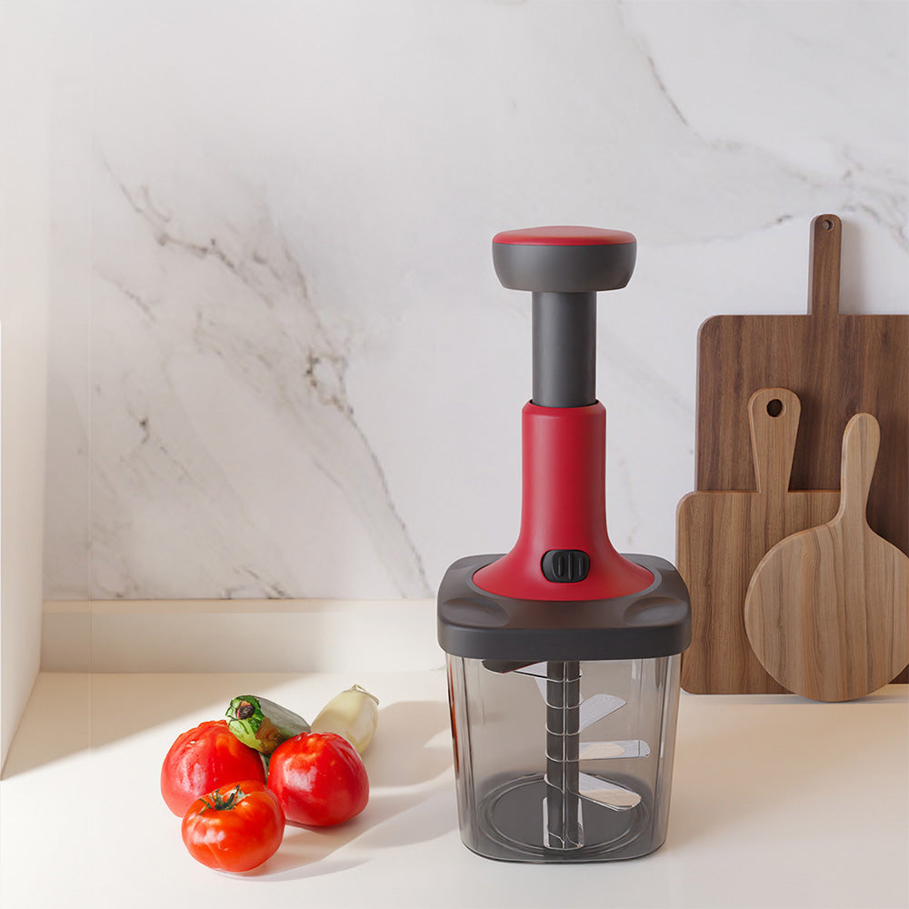 Lifelong Push Chopper 1000ml | Multi-Purpose Vegetable, Onion, and Garlic Chopper, Efficient Manual Kitchen Cutter for Effortless Food Preparation