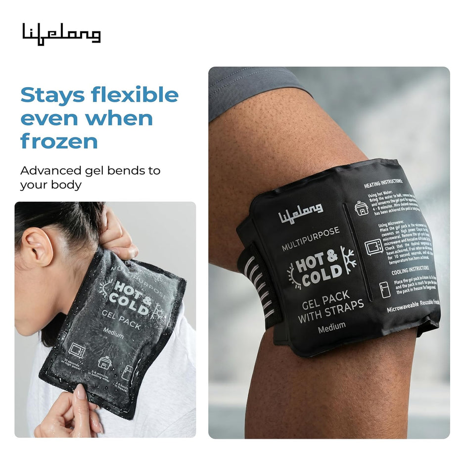 Lifelong Hot & Cold Pack (Combo) | Ice Pack & Cold Compress for Pain Relief | Reusable Gel Ice Pack Bag | Flexible Warm Compress for Knee, Shoulder, Back, Muscle Recovery & Swelling (LLHC15)
