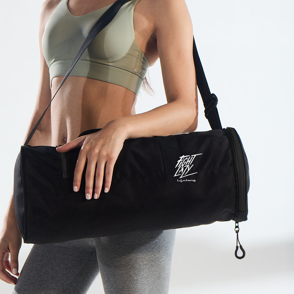 30L Water Resistant Sports Duffel Gym Bag for Men & Women with Shoe Compartment & Side pocket (Black)