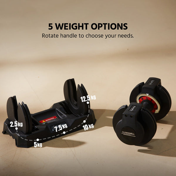 12.5kg Adjustable Dumbbell with Storage Trays