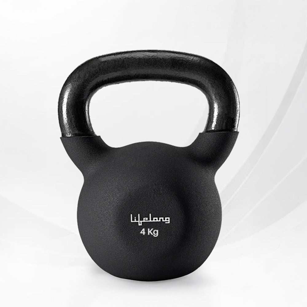 4kg Neoprene Cast Iron Kettlebell, Black