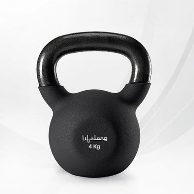 4kg Neoprene Cast Iron Kettlebell, Black
