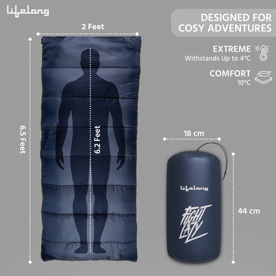 Lifelong +10Ã‚Â°C, Lab tested Rectangle Shape Sleeping Bag Adult for Camping, Hiking, Indoor & Outdoor, Warm Sleeping Bag