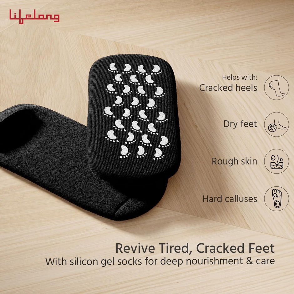Lifelong Foot Spa Silicon Socks | Spa Socks for Women | Silicon Socks for Men & Women | Moisturizing Socks | Socks for Cracked Heels | Inner Gel Lining | Free Size