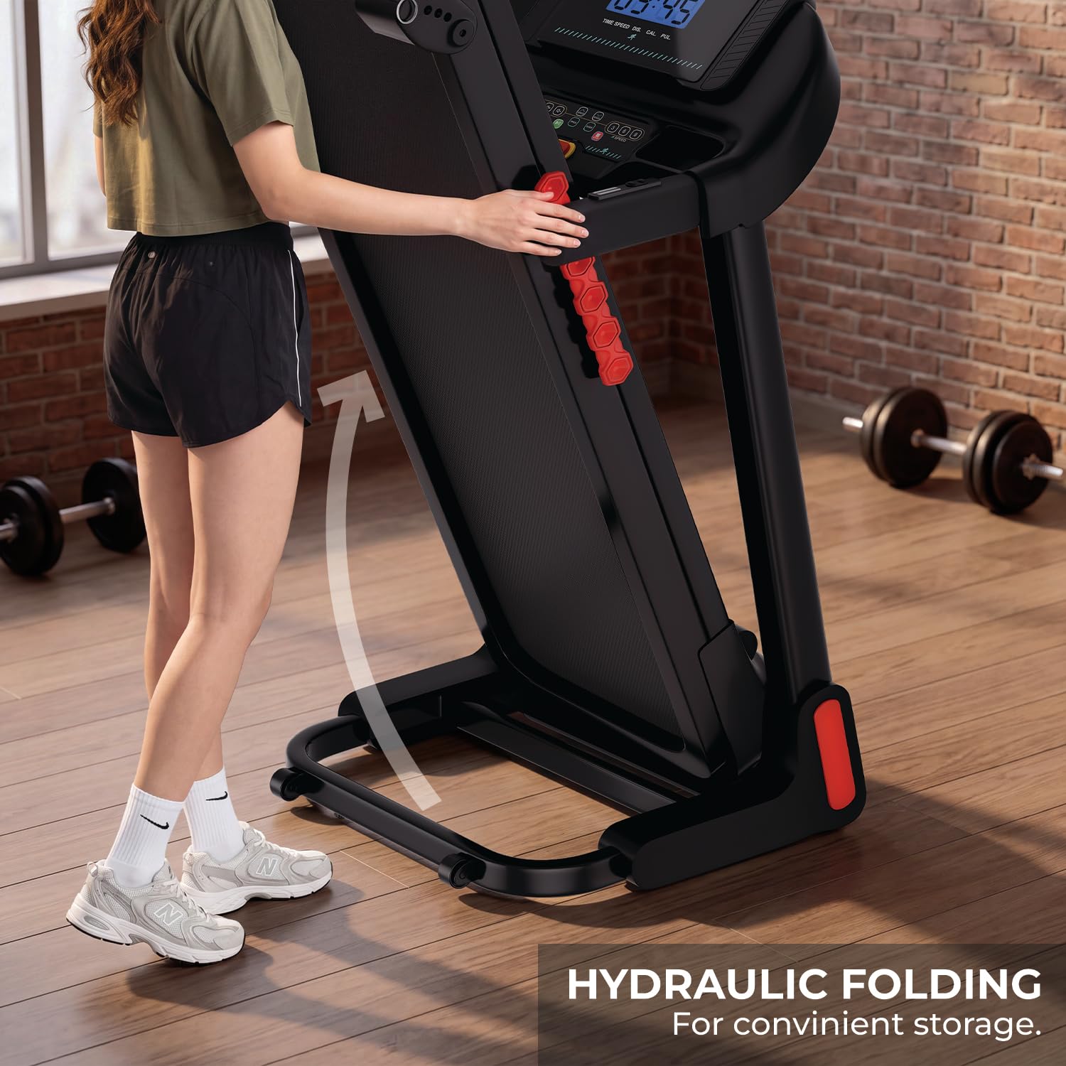 Lifelong 4.5HP Motorized Treadmill for Home | Manual Incline 12% Foldable Handle Max Speed 12 km/h LED Display | 12 Workout Programs |110 kg Capacity| Ideal Gym Equipment for Home Workout Jet Black