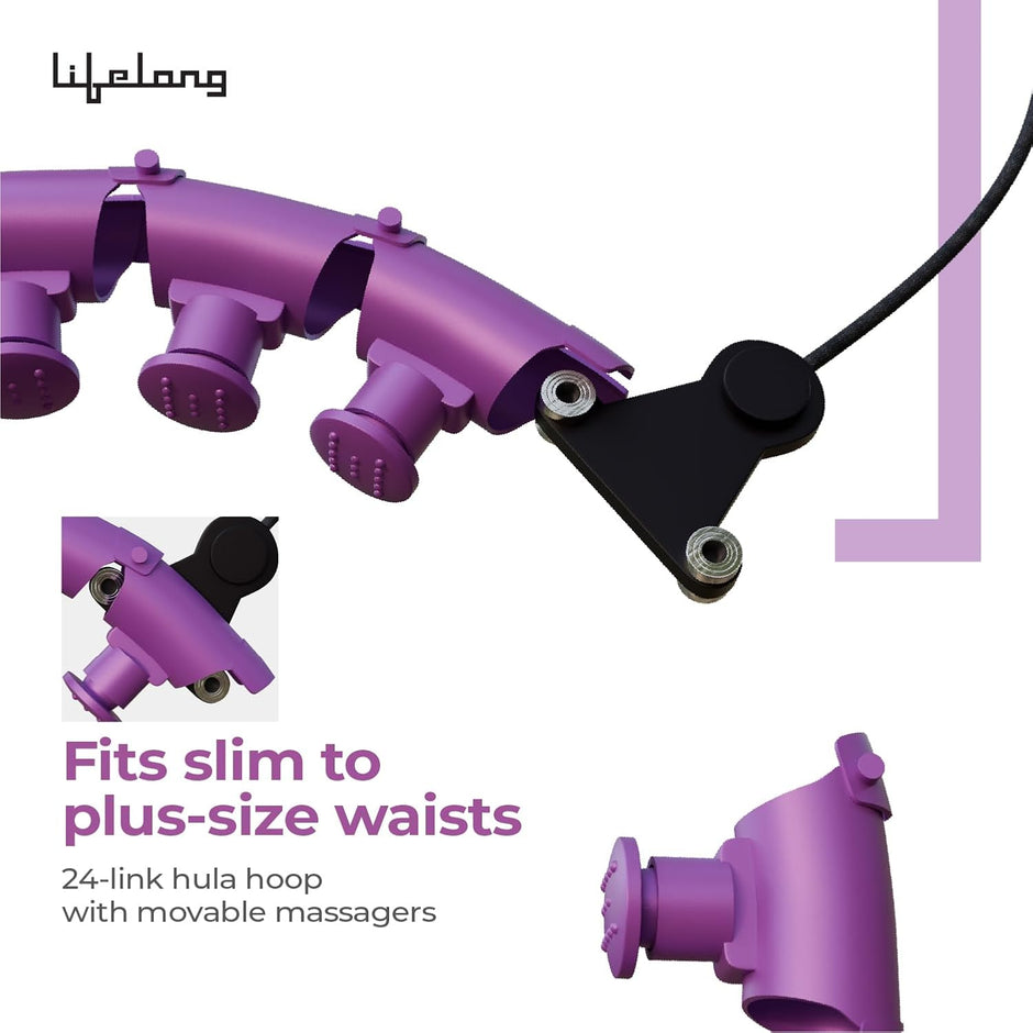 Lifelong Hula Hoop Massager for Weight Loss | Fat Burning, Toning & Fitness Equipment for Adults & Women | 360 Degree Waist Fitness for Home Use | 24 Knots Adjustable Size with Gravity Ball